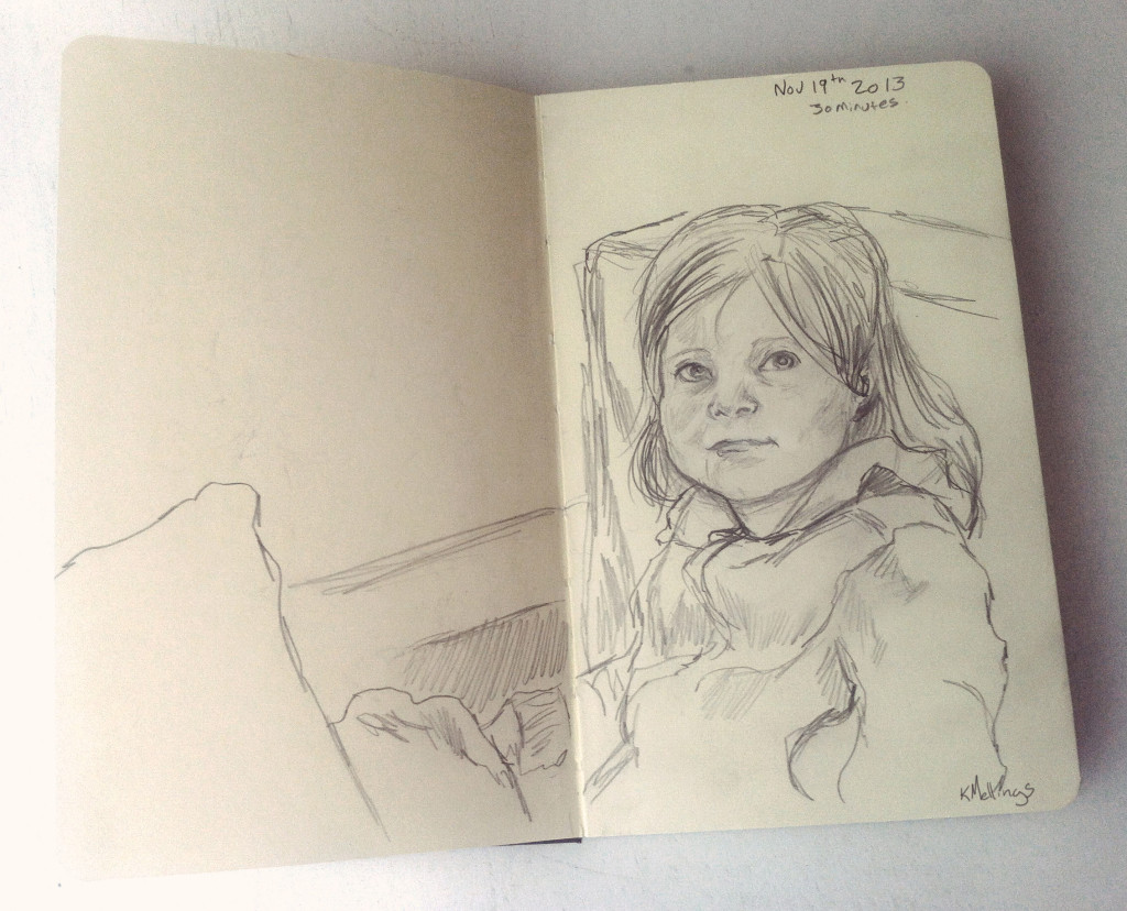 Drawing of Kelly's Daughter Verite. Pencil, 30 minutes.